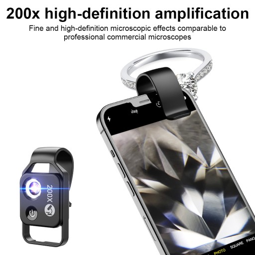 200-кратный мини-микроскоп Handy Objektiv für Smartphone-Camera Handy-Microscope