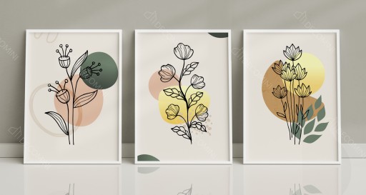 Liście zestaw 3 plakaty 21x30 do salonu sypialni