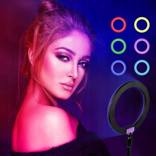 СВЕТОДИОДНАЯ КОЛЬЦЕВАЯ RGB ЛАМПА СО ШТАТИВОМ ДЛЯ ФОТО И ВИДЕО СЕЛФИ МАКИЯЖА