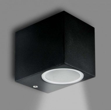 Czarny kinkiet ogrodowy lampa ścienna kwadrat kostka oświetlenie gu10 LED