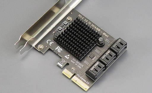 6-портовая плата расширения PCIe X4 SATA 3.0, кабель SATA и кабель питания
