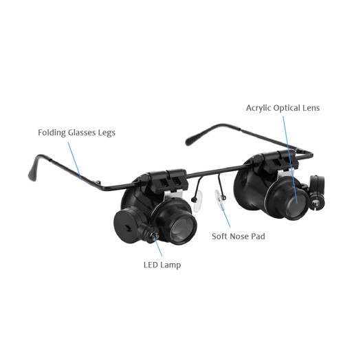 20X Magnifying Glasses Head Loupe with LED Light