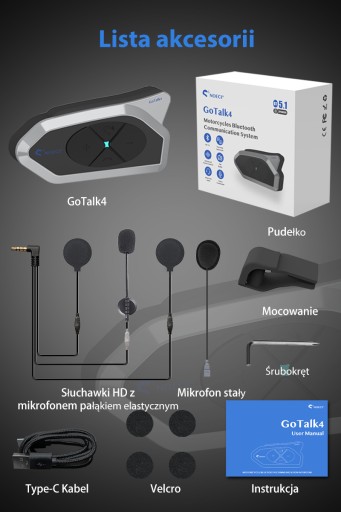 GoTalk4 МОТОЦИКЛ ИНТЕРКОМ FM-РАДИО 4 ВОДИТЕЛЯ
