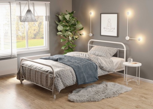 КРОВАТЬ МЕТАЛЛ 120х200 БЕЛАЯ + КАРКАС ЛИНДА Halmar