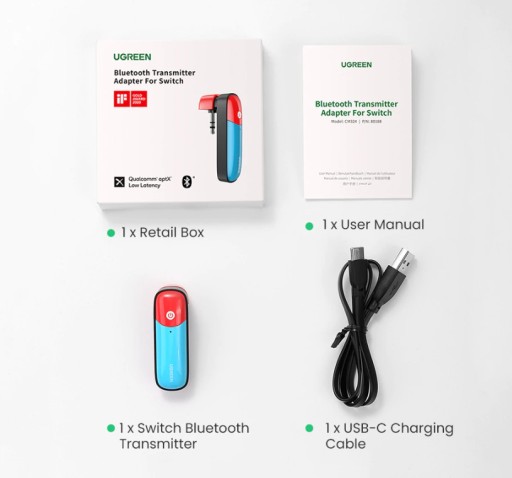Ugreen BT Audio-передатчик для Nintendo Switch с поддержкой APTX