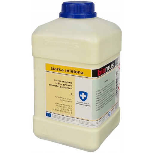 SIARKA MIELONA Czysta 99,9% 1kg Pylista BIOMUS Proszek Nawóz