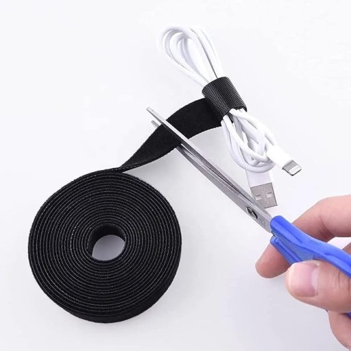 ORGANIZER NA KABLE TAŚMA RZEPOWA RZEP OPASKA 15 mm x 5 metrów CZARNY MOCNY