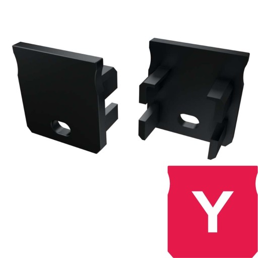 Заглушка для алюминиевых Led профилей типа Y, Black Basic, с отверстием