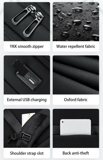 Рюкзак для ноутбука с тремя отделениями 17,3 FRN7826 с USB, водонепроницаемый, открытый. плоский