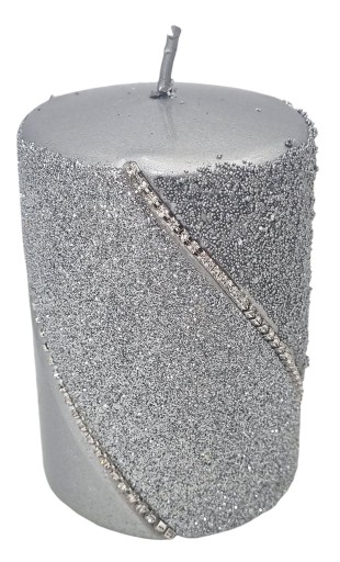 ŚWIECA ozdobna BOLERO NEW SREBRNA 10cm ARTMAN walec