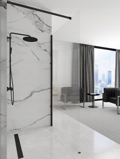 Ścianka prysznicowa AERO INTIMO 90 czarna WALK-IN
