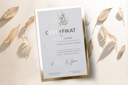 CERTYFIKAT SZKOLENIOWY ZŁOTY DYPLOM CERTYFIKATY BEAUTY A4 PAKIET 6 szt