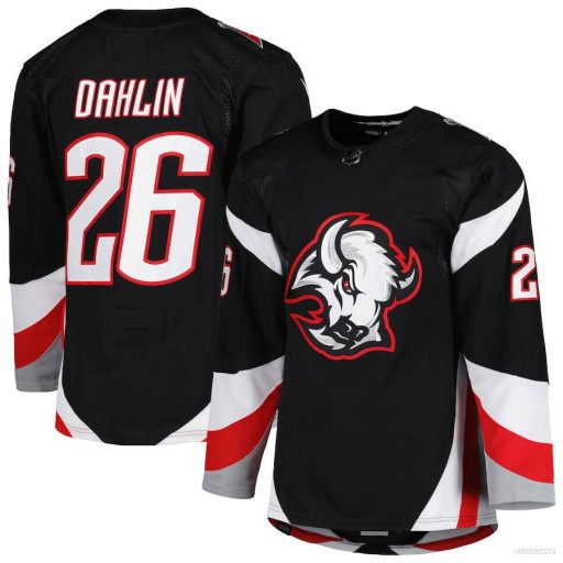 Хоккейные майки с длинными рукавами Rasmus Dahlin Black Buffalo Sabers для болельщиков