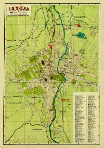 Stary plan Bielsko - Biała 1915r. 70x50cm