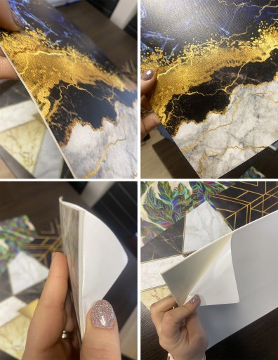 Самоклеящиеся панели ПВХ 20см Golden Leaves Lines