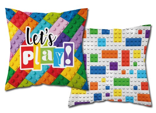Poszewka klocki play świecąca w ciemności 40x40 bawełna do przedszkola