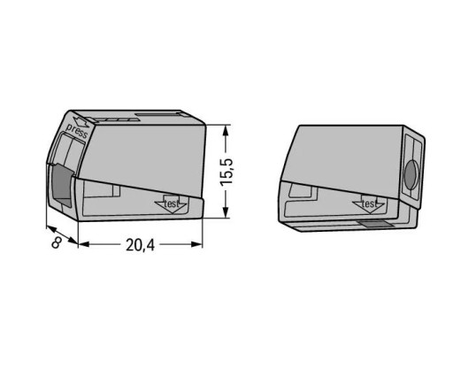 Быстроразъемный разъем Wago 224-101, кабель 0,5х2,5мм² 1 шт.