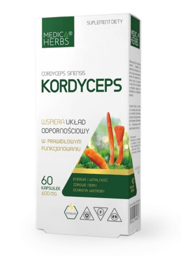 Medica CORDYCEPS 600mg 60kap ODPORNOŚĆ WZMOCNIENIE Kordyceps