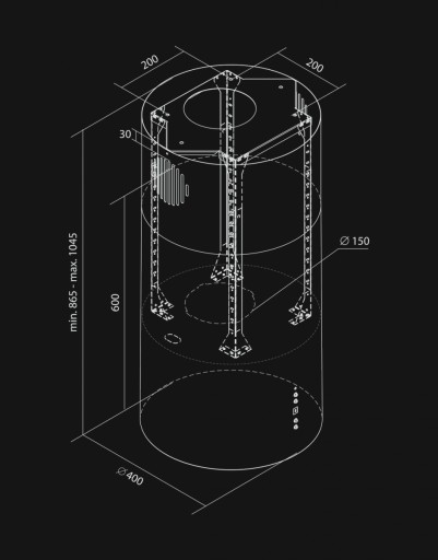 Nortberg CYLINDRO 40 LED белая трубчатая островная вытяжка