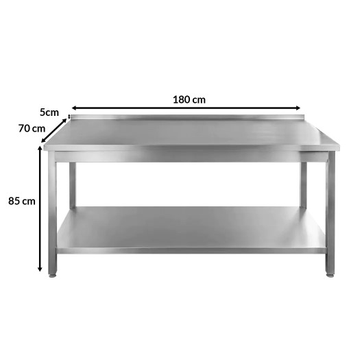 STÓŁ GASTRONOMICZNY z PÓŁKĄ roboczy ze stali nierdzewnej 180x70 cm SPAWANY