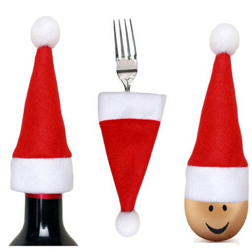 MINI CZAPKA ŚWIĄTECZNEGO MIKOŁAJA UCHWYT NA SZTUĆCE 30 SZT