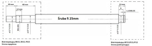 ШВП с гайкой СФУ2505-1200мм с обработкой под блоки подшипников