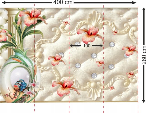 FOTOTAPETA kwiaty róże lilie magnolie 3D 400x280