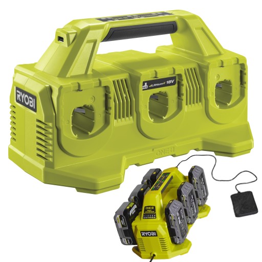 RYOBI 6-PORTOWA ŁADOWARKA 18 V 4A ONE+ RC18640 NA 6 AKUMULATORÓW USB 2A
