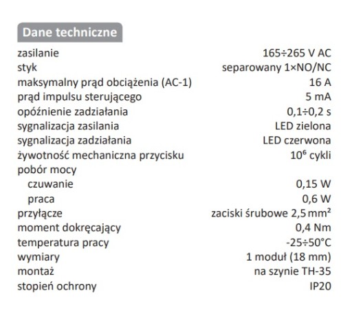 F&F PRZEKAŹNIK BISTABILNY Z PRZYCISK. BIS-411B