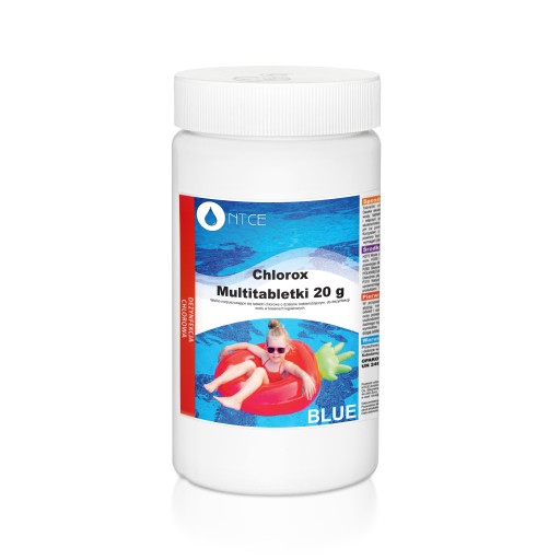 CHLOR BLUE Małe Niebieskie Tabletki Multifunkcyjne + DOZOWNIK ! NTCE 20g1kg