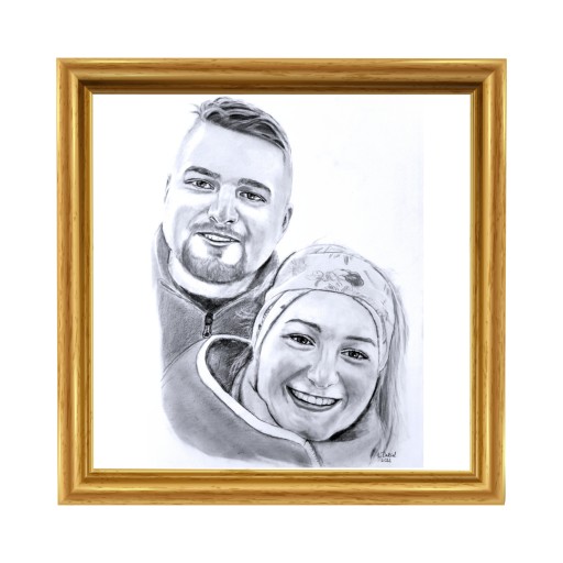 Портрет карандашом по фотографии А4, два человека, подарок