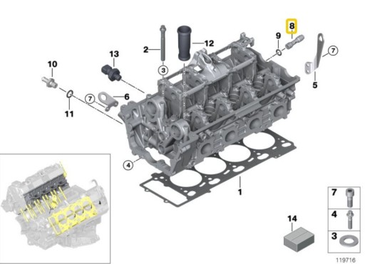 BMW E60 E65 N62/N Головка обратного масляного клапана OE