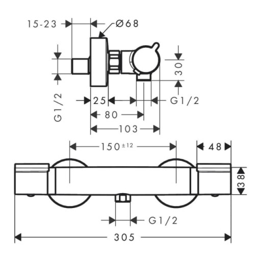 Смеситель для душа Hansgrohe Versostat2 15368000