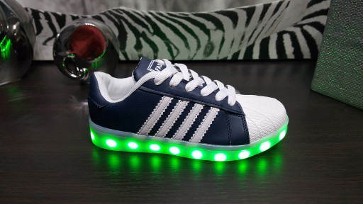 Спортивные кроссовки со светодиодной подсветкой GLOWING NAVY/WHITE USB 38