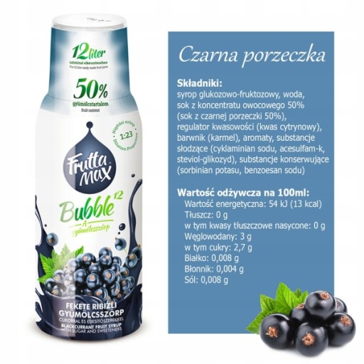 Сироп для карбонизатора Fruttamax 500 мл черная смородина