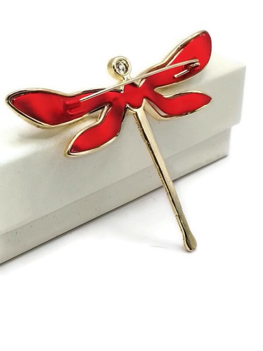 Luxus Dragonfly Brooch Red Gold 18k GP + подарочная коробка