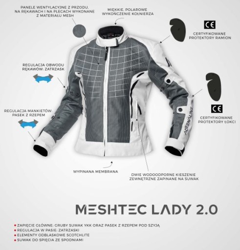 Kurtka motocyklowa turystyczna ADRENALINE MESHTEC LADY 2.0 PPE czarna XS