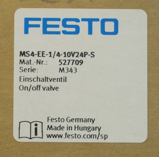 Zawór załączający MS4-EE-1/4-10V24P-S, 527709 - Festo