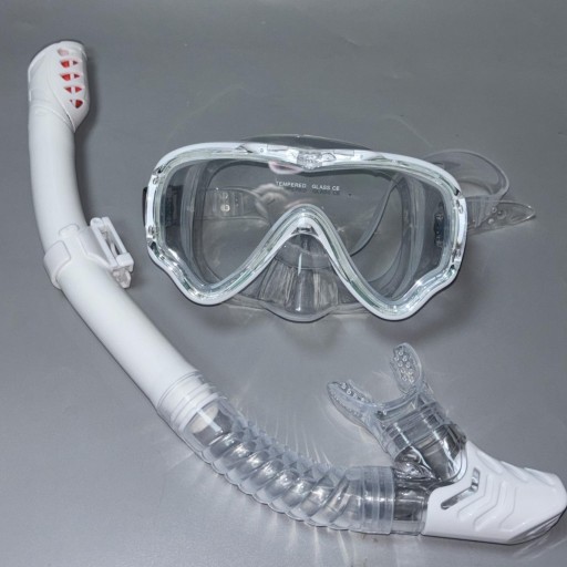 Zestaw do snorkelingu na sucho Maska do nurkowania Gogle do pływania z rurką Maska do pływania w kolorze białym