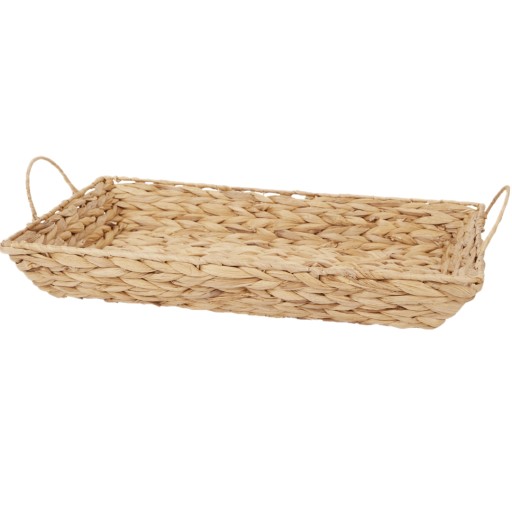 TACA BOHO HIACYNT WODNY PLECIONA Z UCHWYTAMI PROSTOKĄTNA 46X28X6CM