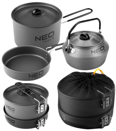 НАБОР ТУРИСТИЧЕСКОЙ ПОСУДЫ NEO Tools КЕМПИНГОВЫЙ ЧАЙНИК ДЛЯ ЖАРКИ 3в1