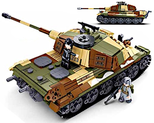 Строительные блоки ROYAL TIGER Tank, Panzer VI Tiger/Jagdpanther + LEGO WEAPONS