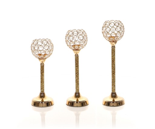 Подсвечник Glamour Lantern Chrome Gold кристалл