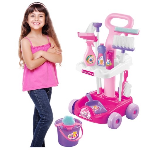 НАБОР ДЛЯ ЧИСТКИ ТЕЛЕЖКИ для детей + ШВАБРА ВЕДРО МЕТЛА Magical Cleaner