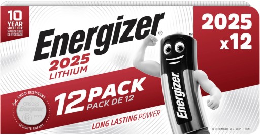 12 литиевых батарей ENERGIZER CR2025 DL2025, 3 В