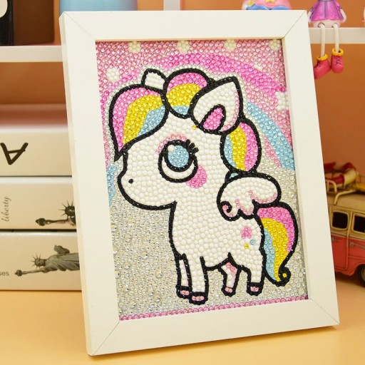 ZESTAW DIAMENTOWY HAFT MOZAIKA DIAMOND PAINTING JEDNOROŻEC UNICORN + RAMKA