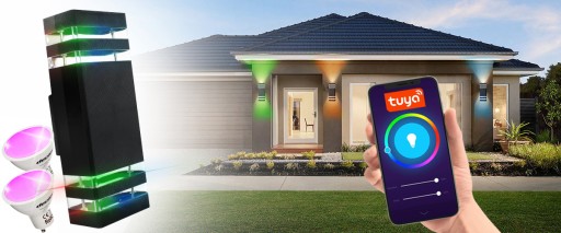 СВЕТОДИОДНЫЙ САДОВЫЙ НАСТЕННЫЙ СВЕТИЛЬНИК НА УЛИЦЕ 2xGU10 ЦВЕТНАЯ СВЕТОДИОДНАЯ СВЕТОДИОДНАЯ ЛАМПА RGB SMART TUYA