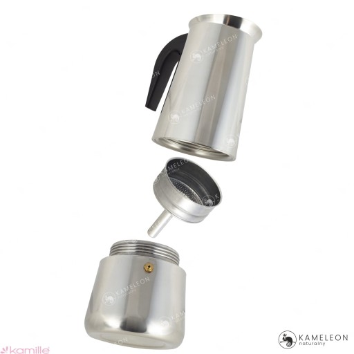 KAWIARKA METALOWA EKSPRES DO KAWY KAFETERKA 450ml stalowa srebrna 9 filiżan