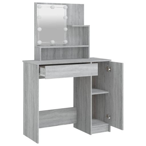 TOALETKA Z LED SZARY DĄB SONOMA 86,5X35X136CM