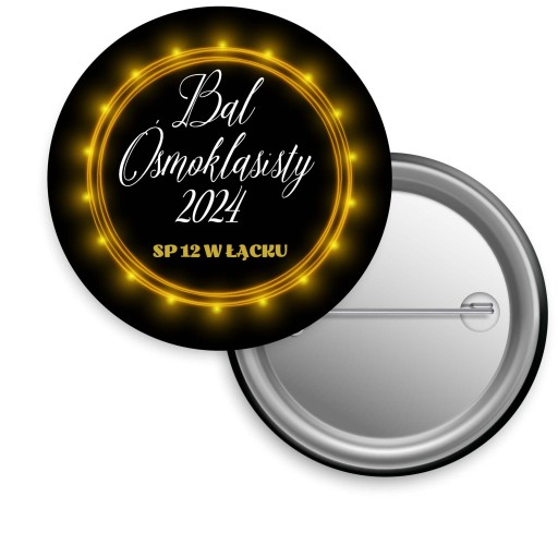 BUTTON personalizowany BAL ÓSMOKLASISTY PRZYPINKA 2024